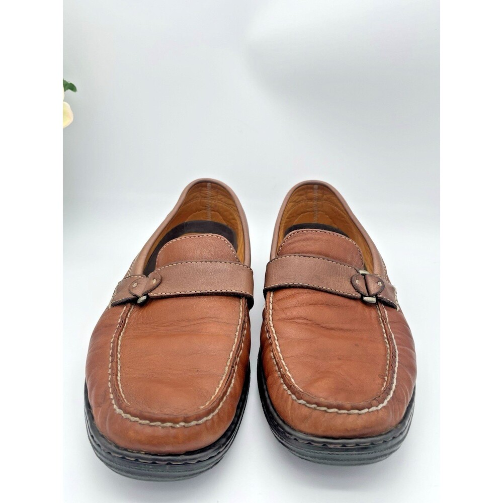 Tommy Bahama Men 10 Slip-On Boat Shoes Brown Leather Comfortable Lightweight - Picture 3 of 8